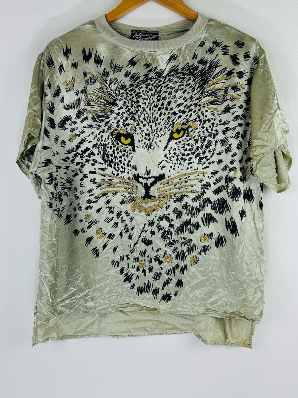 Vtg California Happenings Womens Cheetah Glam Shirt Size M